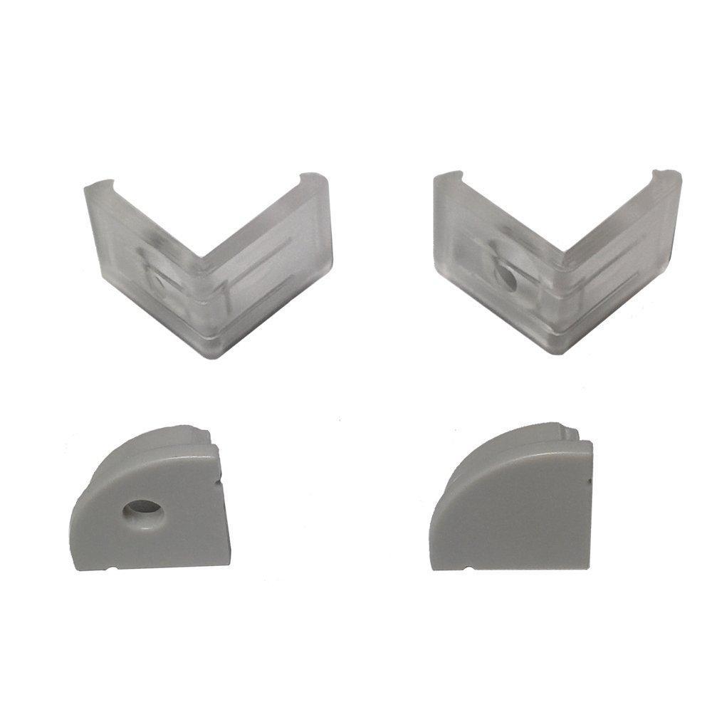 5/10/25/50 Pack Silver V02 16x16mm V-Shape Curved Cover Channel Internal Width 12mm Corner Mounting LED Aluminum Channel with End Caps and Mounting Clips Aluminum Profile