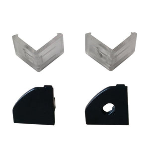 5/10/25/50 Pack Black V03 18x18mm V-Shape Internal Width 12mm Corner Mounting LED Aluminum Channel with Oyster White Cover, End Caps and Mounting Clips for Flex/Hard LED Strip Light