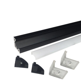 5/10/25/50 Pack Black V03 18x18mm V-Shape Internal Width 12mm Corner Mounting LED Aluminum Channel with Oyster White Cover, End Caps and Mounting Clips for Flex/Hard LED Strip Light