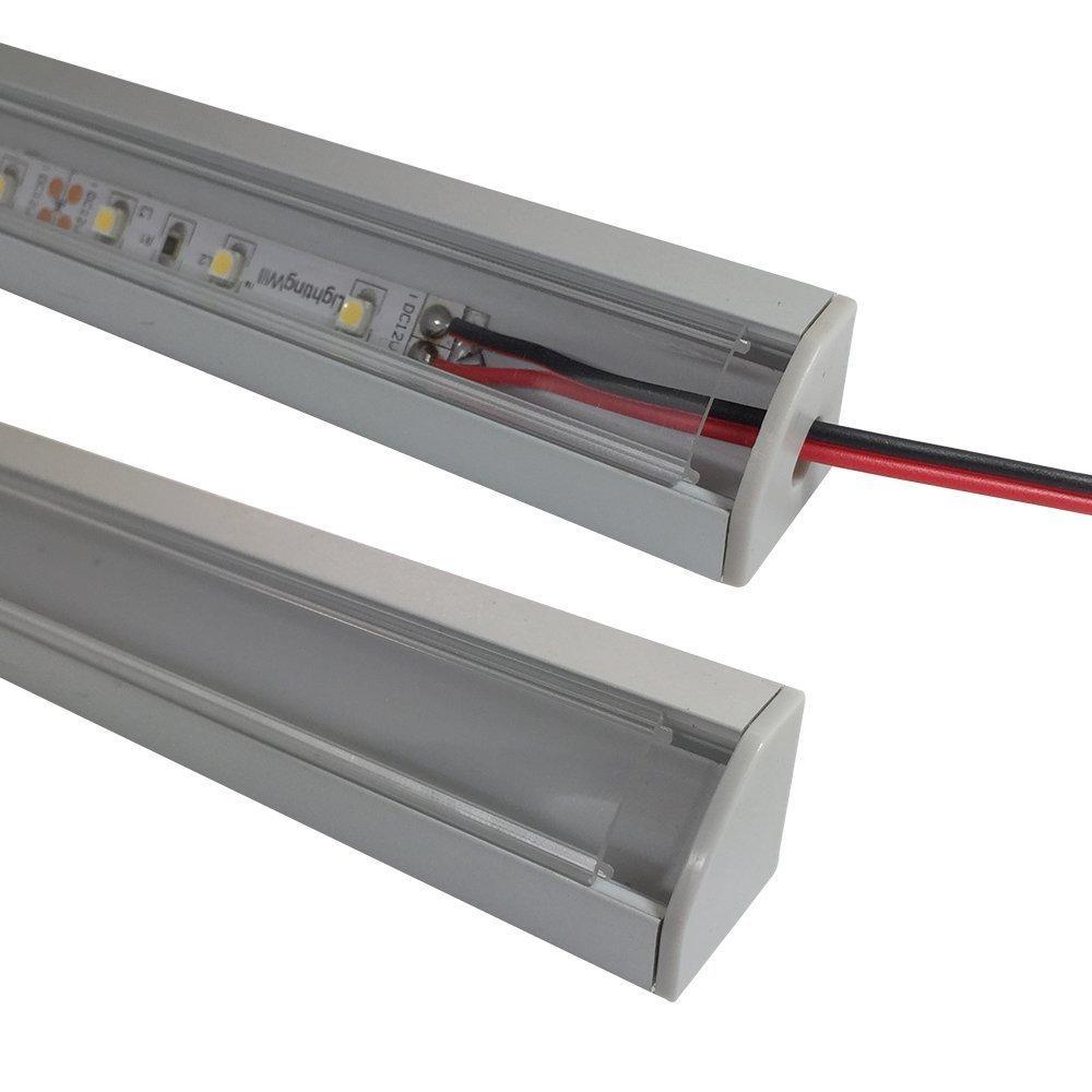 5/10/25/50 Pack Silver V03 18x18mm V-Shape Internal Width 12mm Corner Mounting LED Aluminum Channel with Oyster White Cover, End Caps and Mounting Clips for Flex/Hard LED Strip Light
