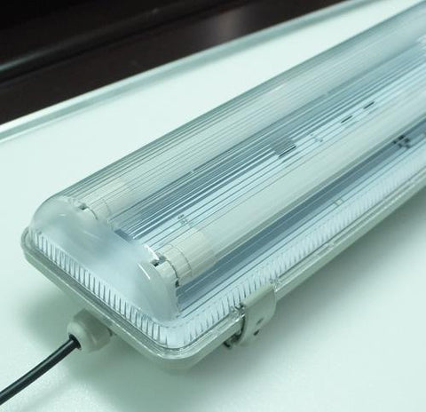 Image of Stripe Clear Cover T8 LED Tube Lights with Striped Clear Tri-proof T8 Tube Fixture for Double Tube