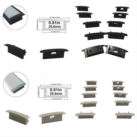 Image of 10pcs/5 Pair-Pack End Caps for LED Aluminum Channel