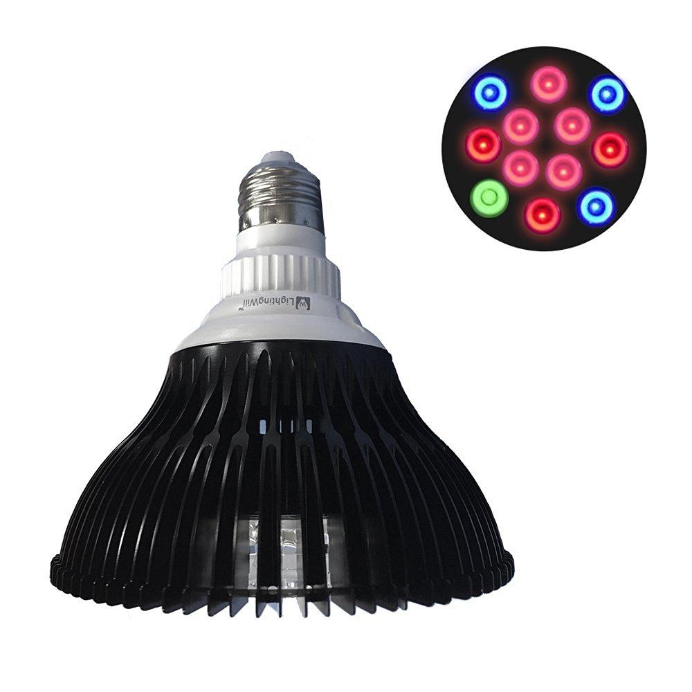 12W LED Growing Lamp E27 Base 4 Bands Plant Growing Bulb for Plant Works Best with Seeds through Flowering, Indoor Garden Greenhouse, Hydroponics and Aquatic Systems