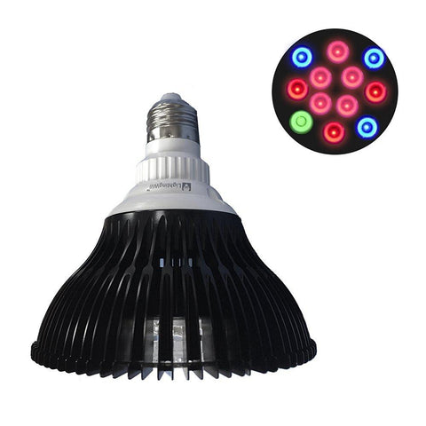 Image of 12W LED Growing Lamp E27 Base 4 Bands Plant Growing Bulb for Plant Works Best with Seeds through Flowering, Indoor Garden Greenhouse, Hydroponics and Aquatic Systems