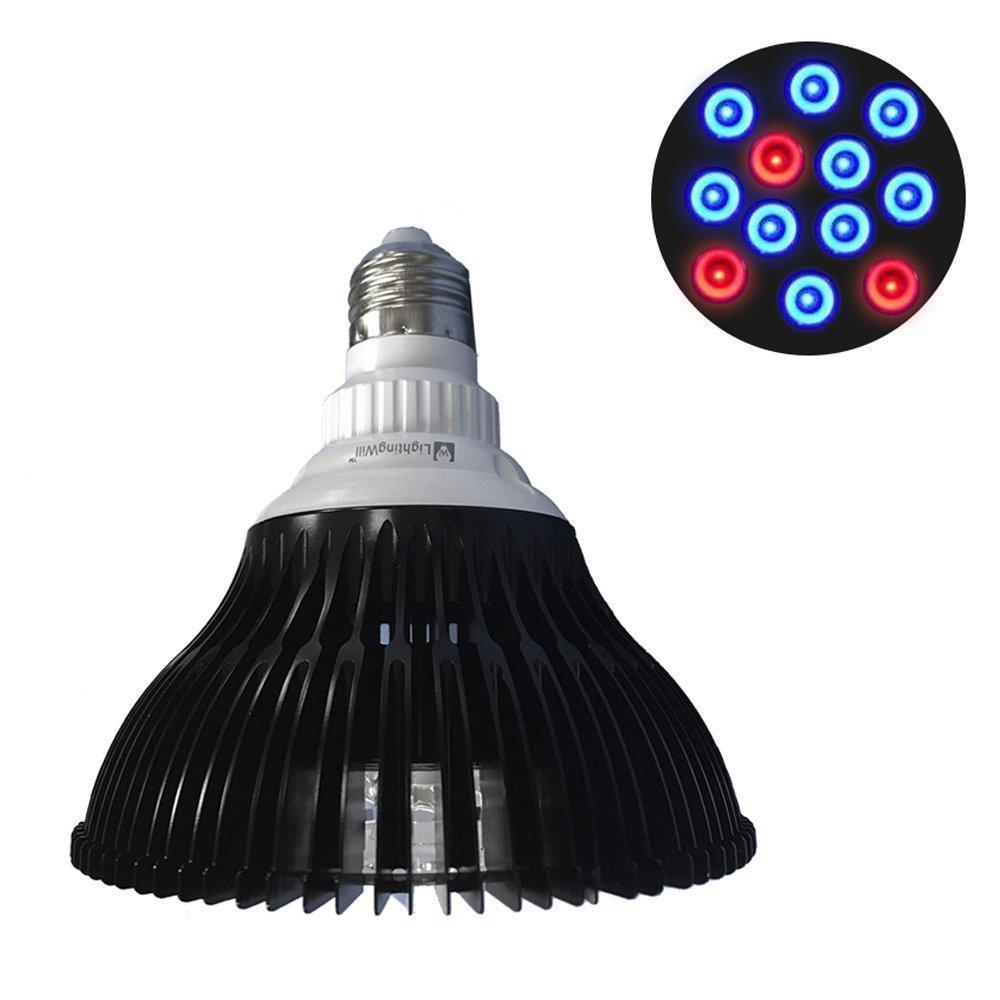 12W LED Grow Light Lamp E27 Base 2 Band Wavelenth Mix 12 LED Growing Bulbs For Stocky Plants At Seedlings Stage of Growth, Germinating Vegetable Seeds, Mini Potted Succulent/Faux Plant