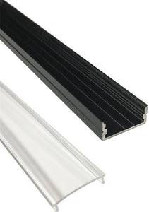 5/10/25/50 Pack Black U04 10x23mm U-Shape Internal Width 20mm LED Aluminum Channel System with Cover, End Caps and Mounting Clips Aluminum Extrusion for LED Strip Light Installations