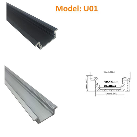 Image of Seperate Aluminum Housing Only for U-Shape and V-Shape LED Aluminum Profile, Fit for U01, U02, U03, U04, U05, U06, V01, V02, V03