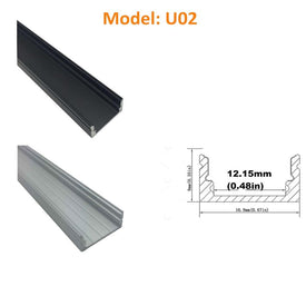 Seperate Aluminum Housing Only for U-Shape and V-Shape LED Aluminum Profile, Fit for U01, U02, U03, U04, U05, U06, V01, V02, V03