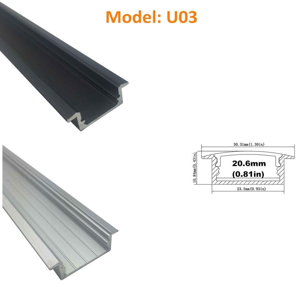 Seperate Aluminum Housing Only for U-Shape and V-Shape LED Aluminum Profile, Fit for U01, U02, U03, U04, U05, U06, V01, V02, V03